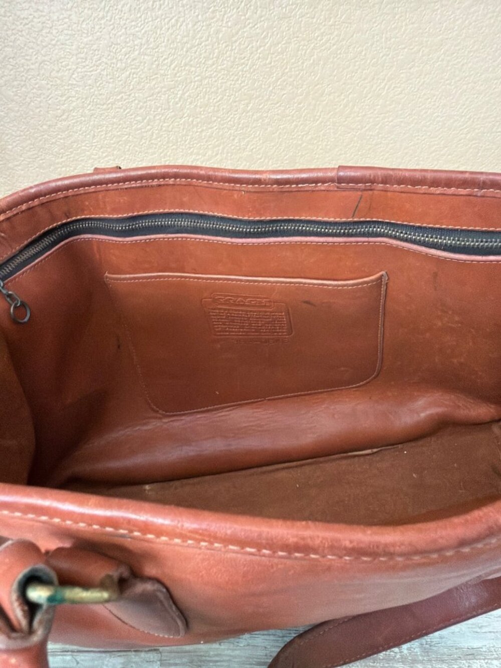 1970/80s Coach Glove Tanned British Tan Marketing Tote Bag NYC 399-0645 w/FLAWS - Picture 11 of 15